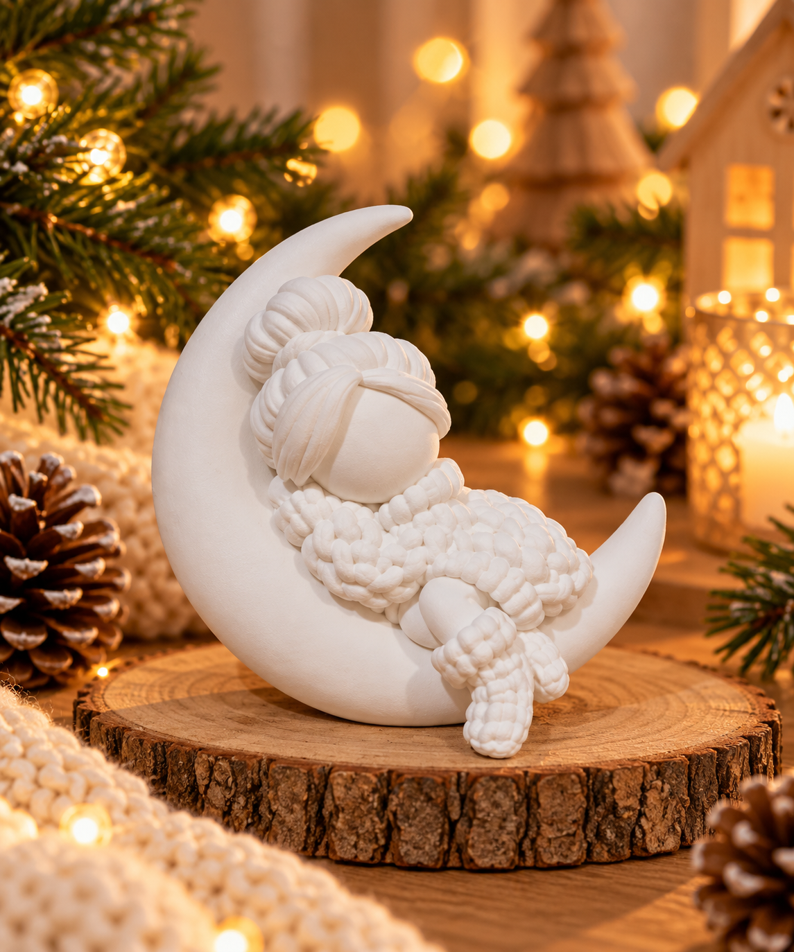 Meisje op de maan – winterdecoratie