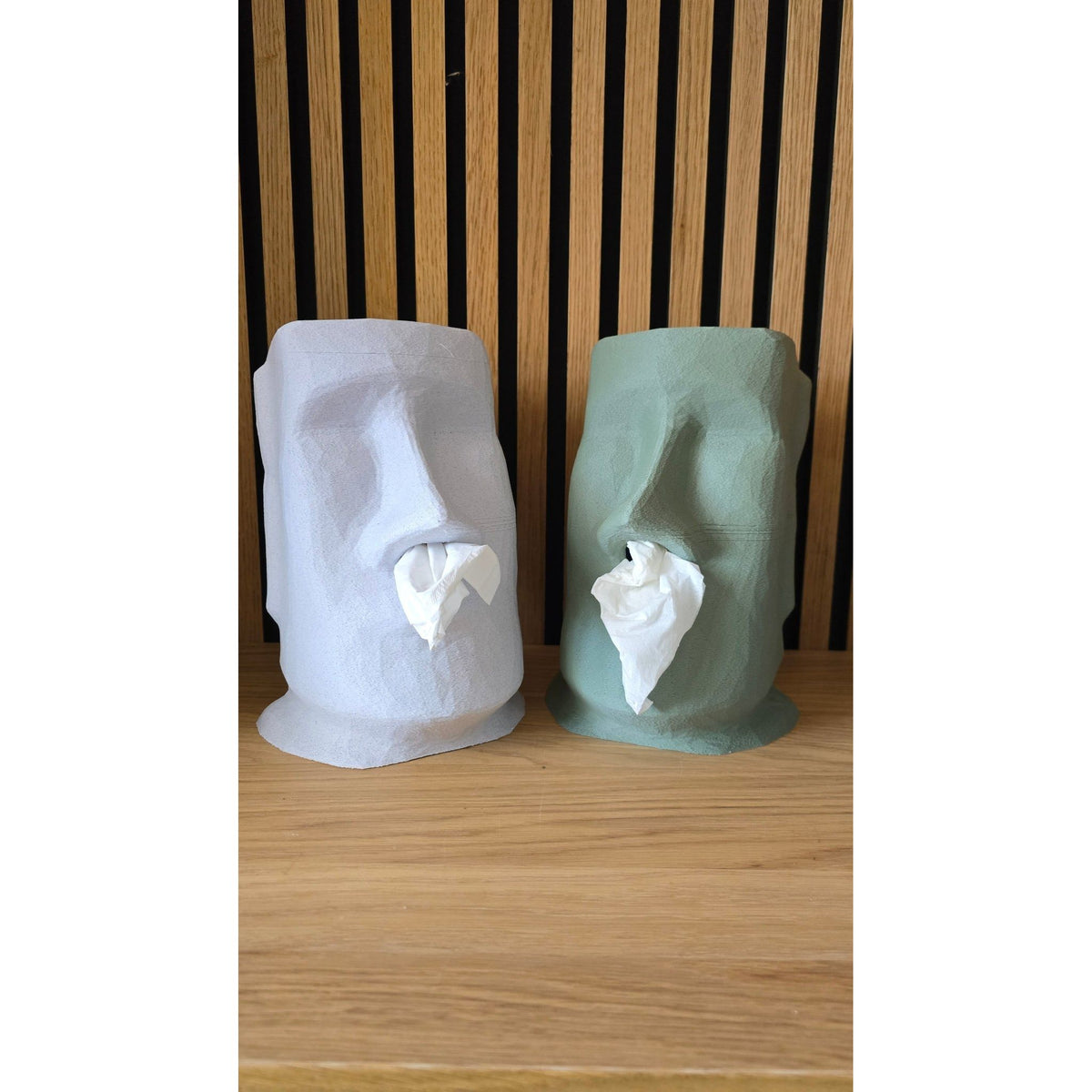 3D - geprinte Tissuehouder - Moai Beeld Ontwerp - Het Oekedoeleke