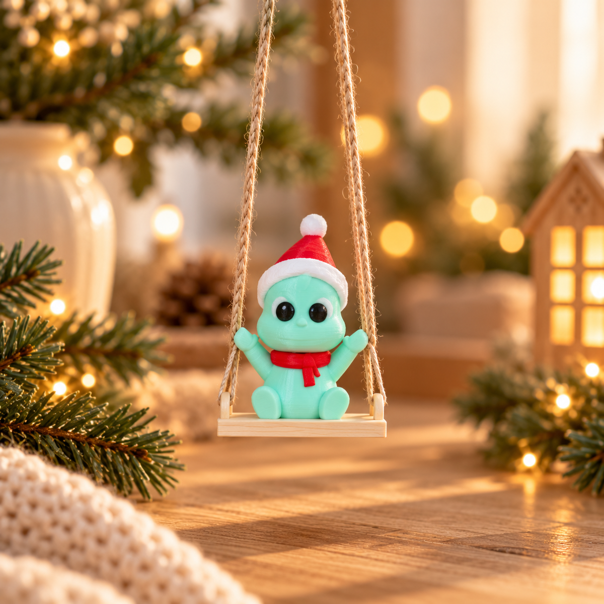 Schommelend Kerstelfje – Kerstdecoratie