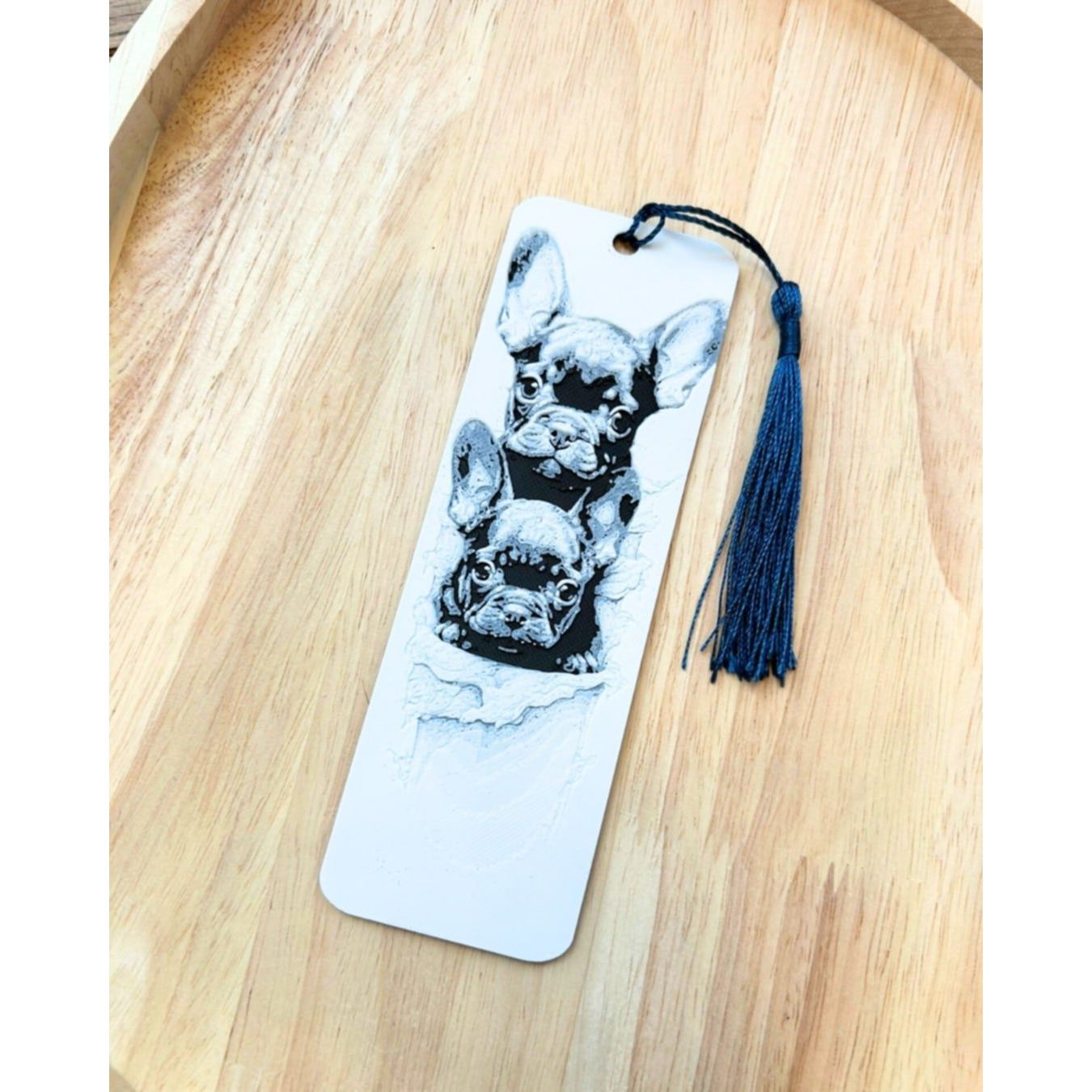 Bladwijzer Franse Bulldog Duo - 3D Geprint met Kwast - Het Oekedoeleke