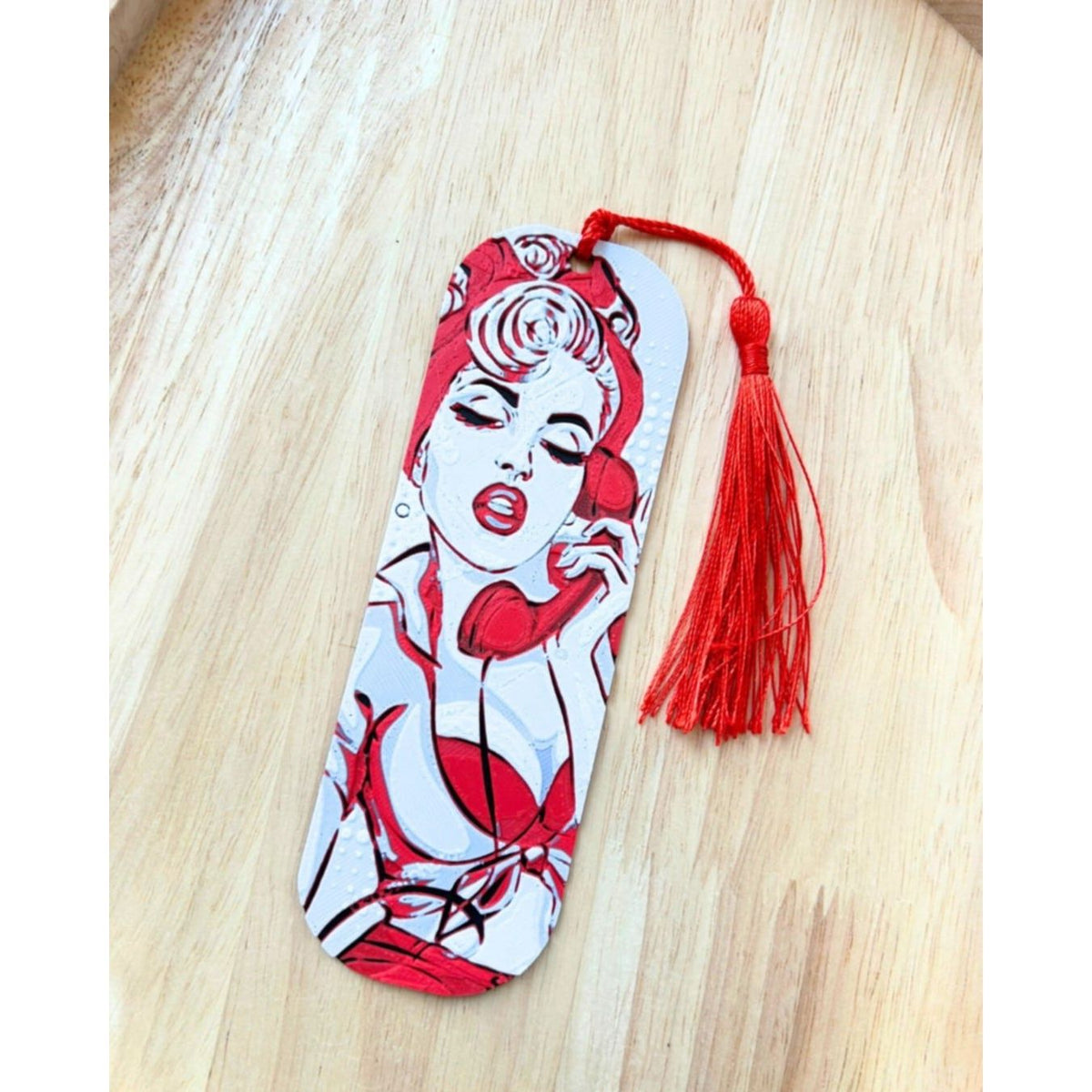 Bladwijzer Retro Pin - up - 3D Geprint met Kwast - Het Oekedoeleke