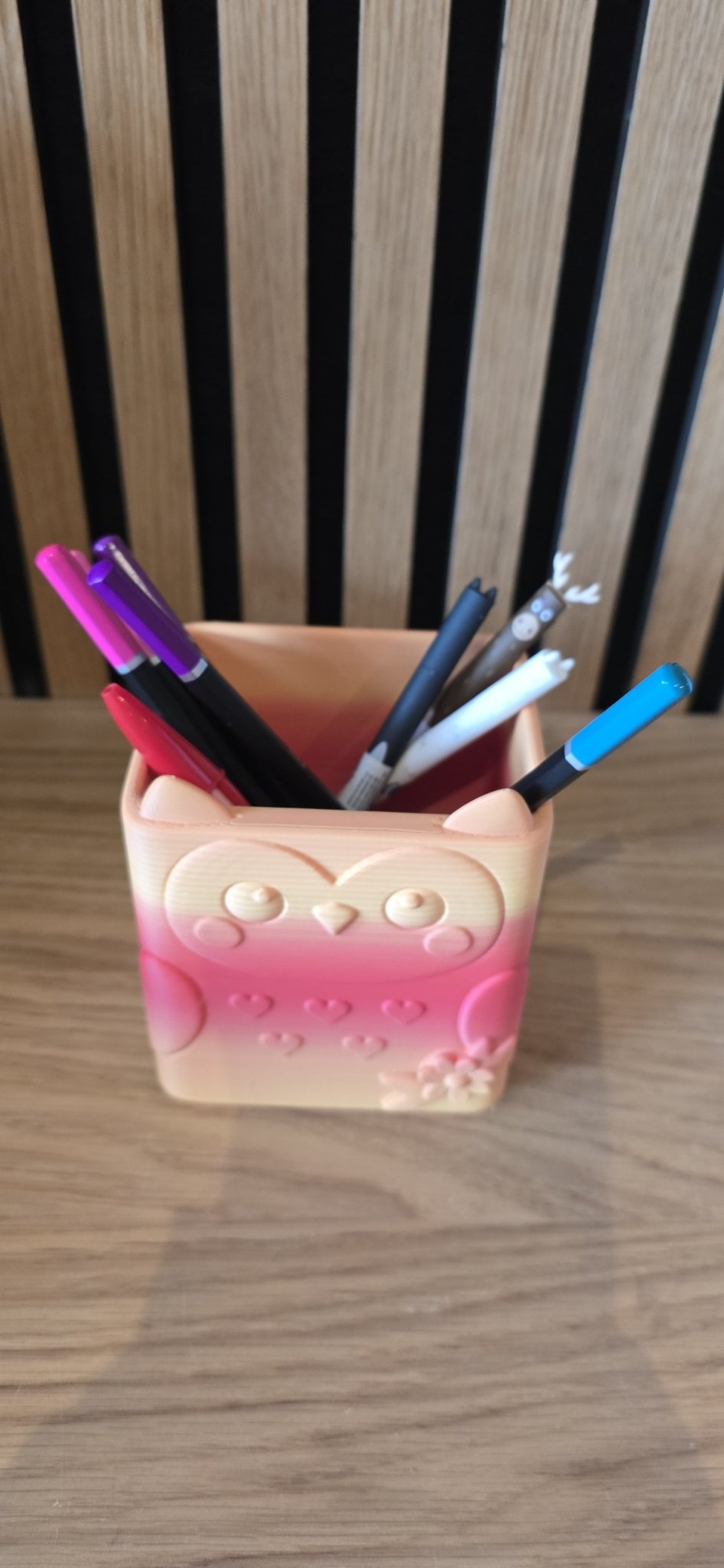 Pennenhouder Uil - Roze Ombré - Het Oekedoeleke