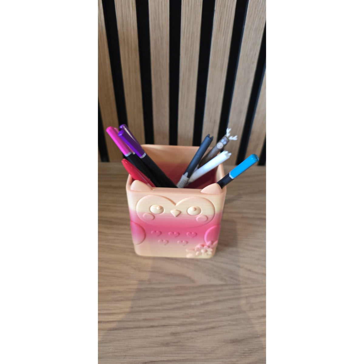 Pennenhouder Uil - Roze Ombré - Het Oekedoeleke