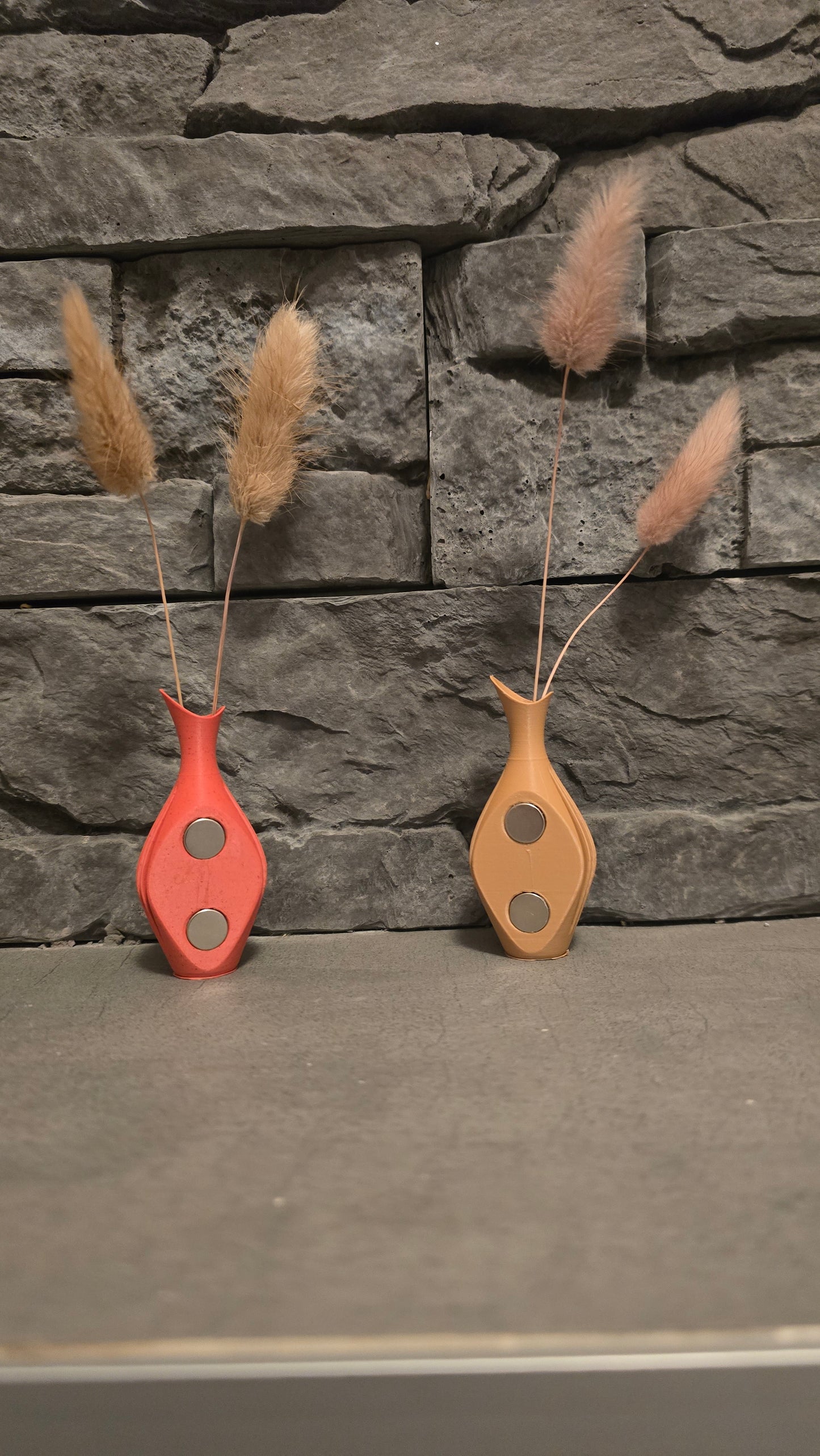 Magnetisch vaasje met droogbloemen