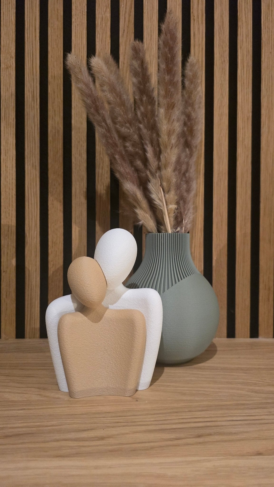 Valentijnsdag Romance - Japandi Vaas & Hartjes Beeldje Set - Het Oekedoeleke