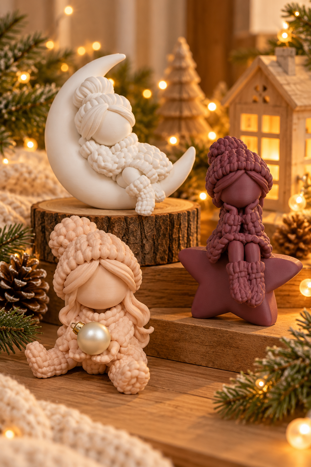 Wintermeisje met mini-kerstbal – kerstdecoratie
