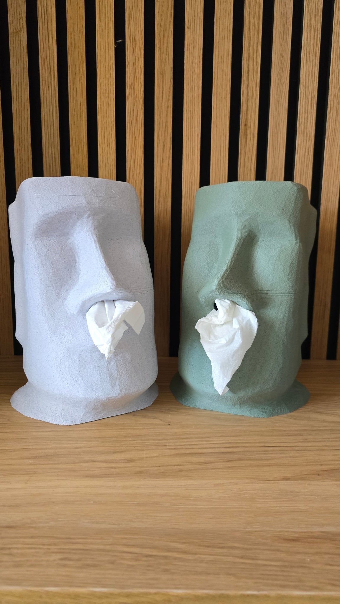 3D - geprinte Tissuehouder - Moai Beeld Ontwerp - Het Oekedoeleke