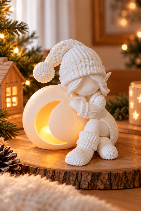 Knusse Gnome met Maan – Ledkaarshouder