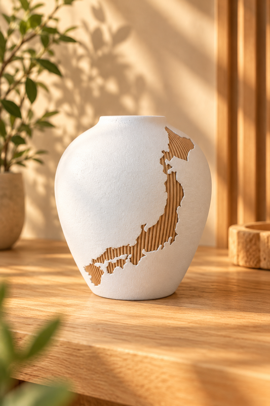 Kintsu Nihon – Vaas met Japans Kaartsilhouet