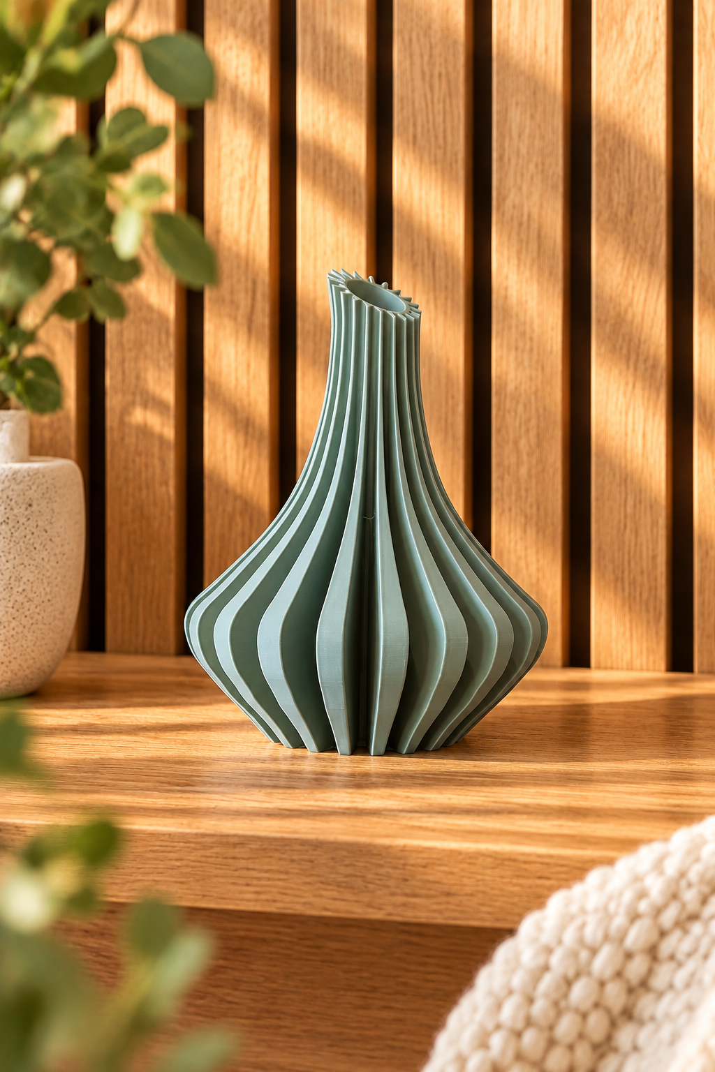 Emerald Elegance Vaas – 3D-geprint voor Droogbloemen