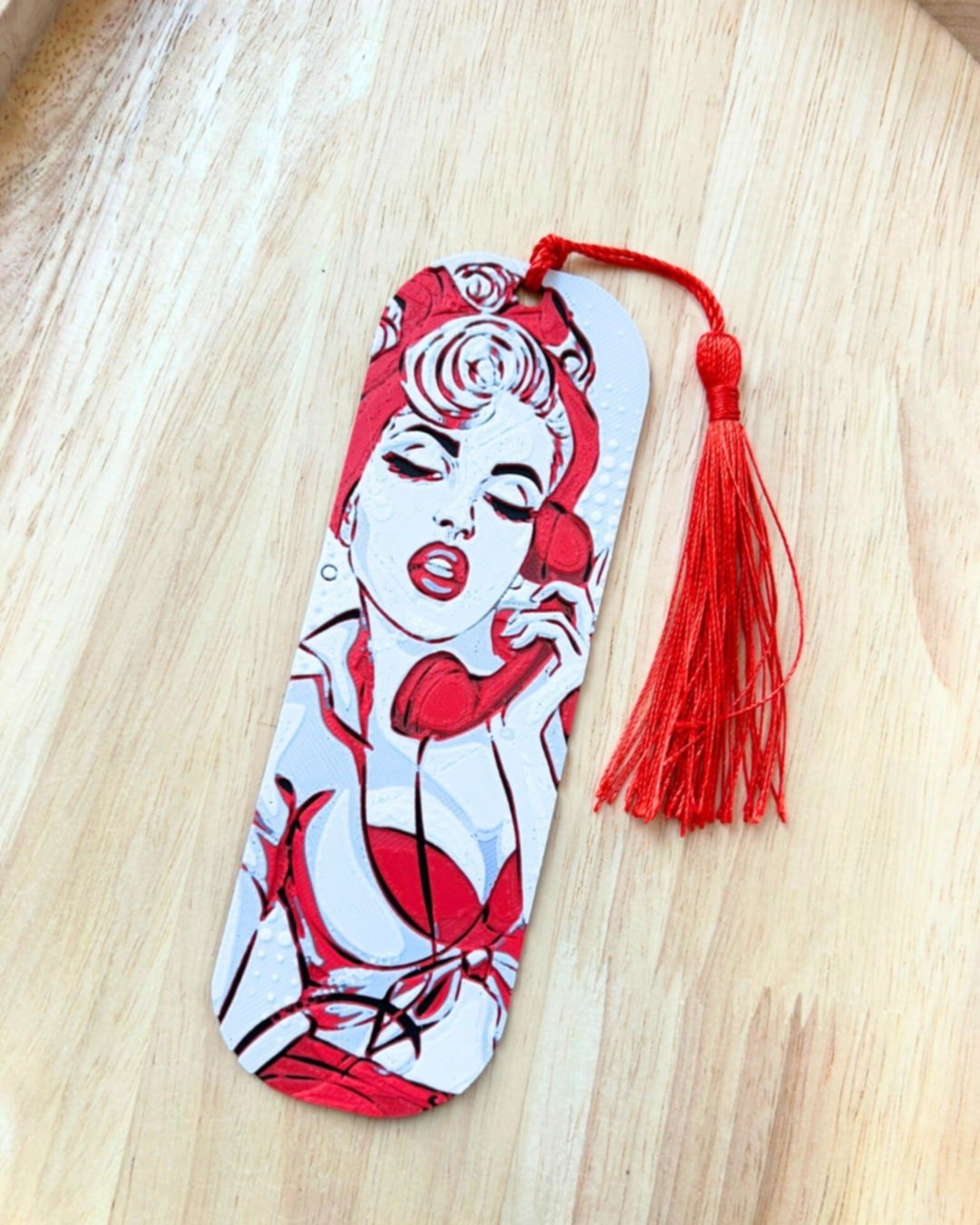 Bladwijzer Retro Pin - up - 3D Geprint met Kwast - Het Oekedoeleke