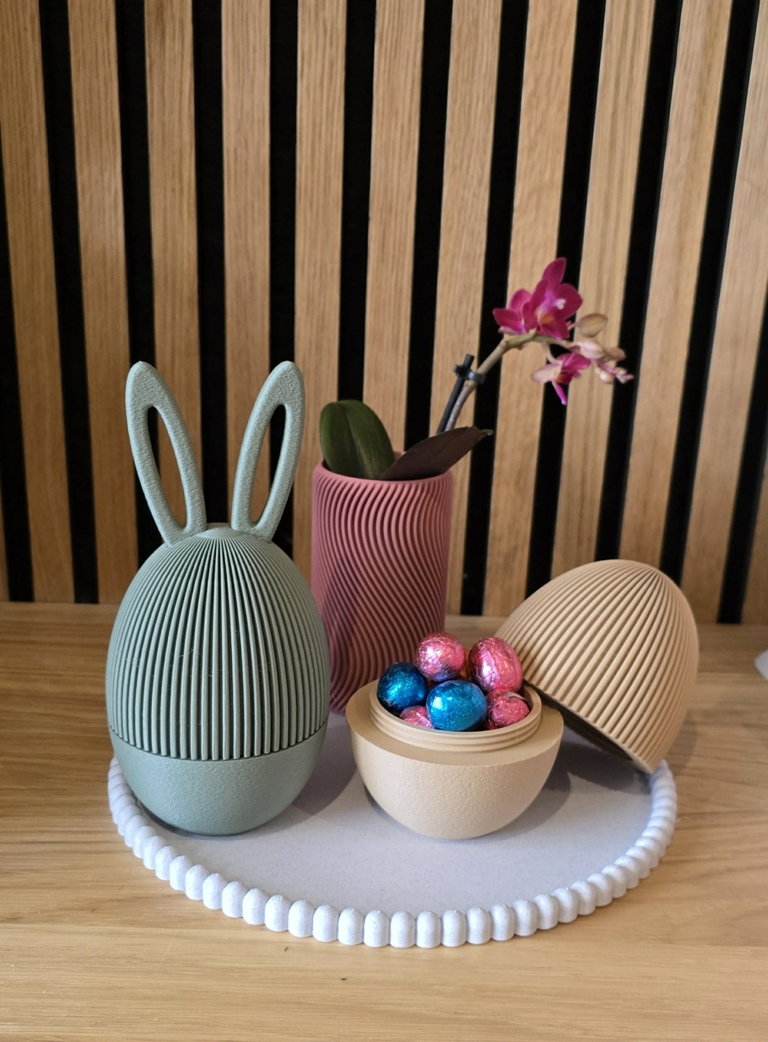 Japandi Paaseieren Container | Ribbel Paasdecoratie - Het Oekedoeleke
