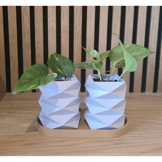 Origami Bloempot Duo - Wit - Het Oekedoeleke