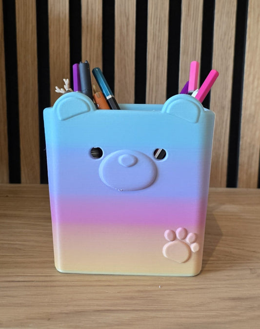 Pennenhouder Beer - Pastel Regenboog - Het Oekedoeleke