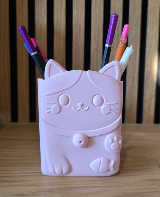 Pennenhouder Kat - Pastel Roze - Het Oekedoeleke
