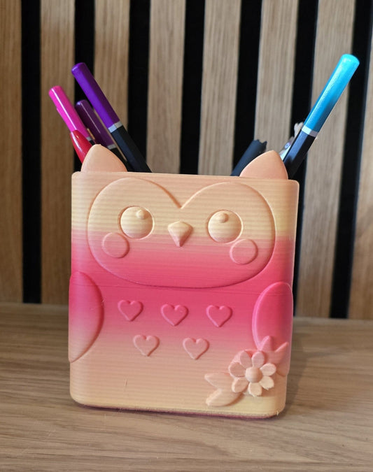 Pennenhouder Uil - Roze Ombré - Het Oekedoeleke