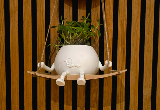 Mr. Monokel op Schommel