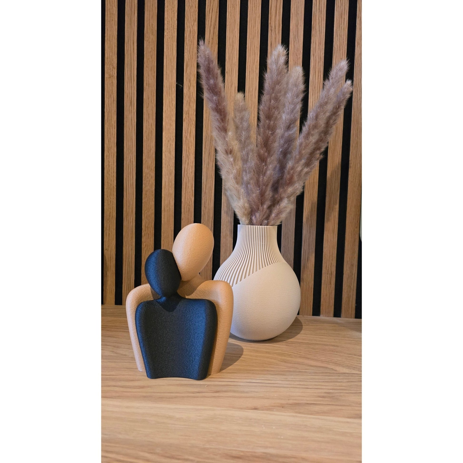 Valentijnsdag Romance - Japandi Vaas & Hartjes Beeldje Set - Het Oekedoeleke