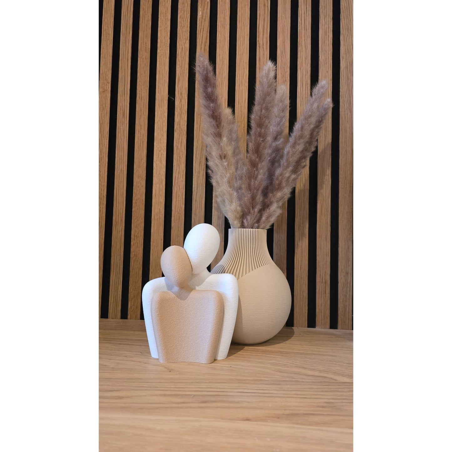 Valentijnsdag Romance - Japandi Vaas & Hartjes Beeldje Set - Het Oekedoeleke